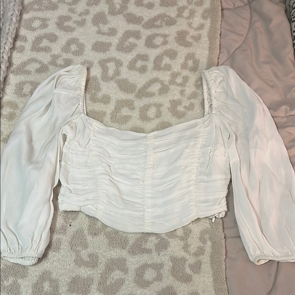 Wilfred White Puff Sleeve Crop Blouse